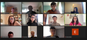 A screenshot of 12 students engaged in a video call on Microsoft Teams