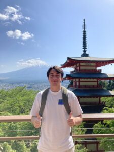 Harry Banham, who studied at Keio University last semester, enjoying the views of Mount Fuji. 
