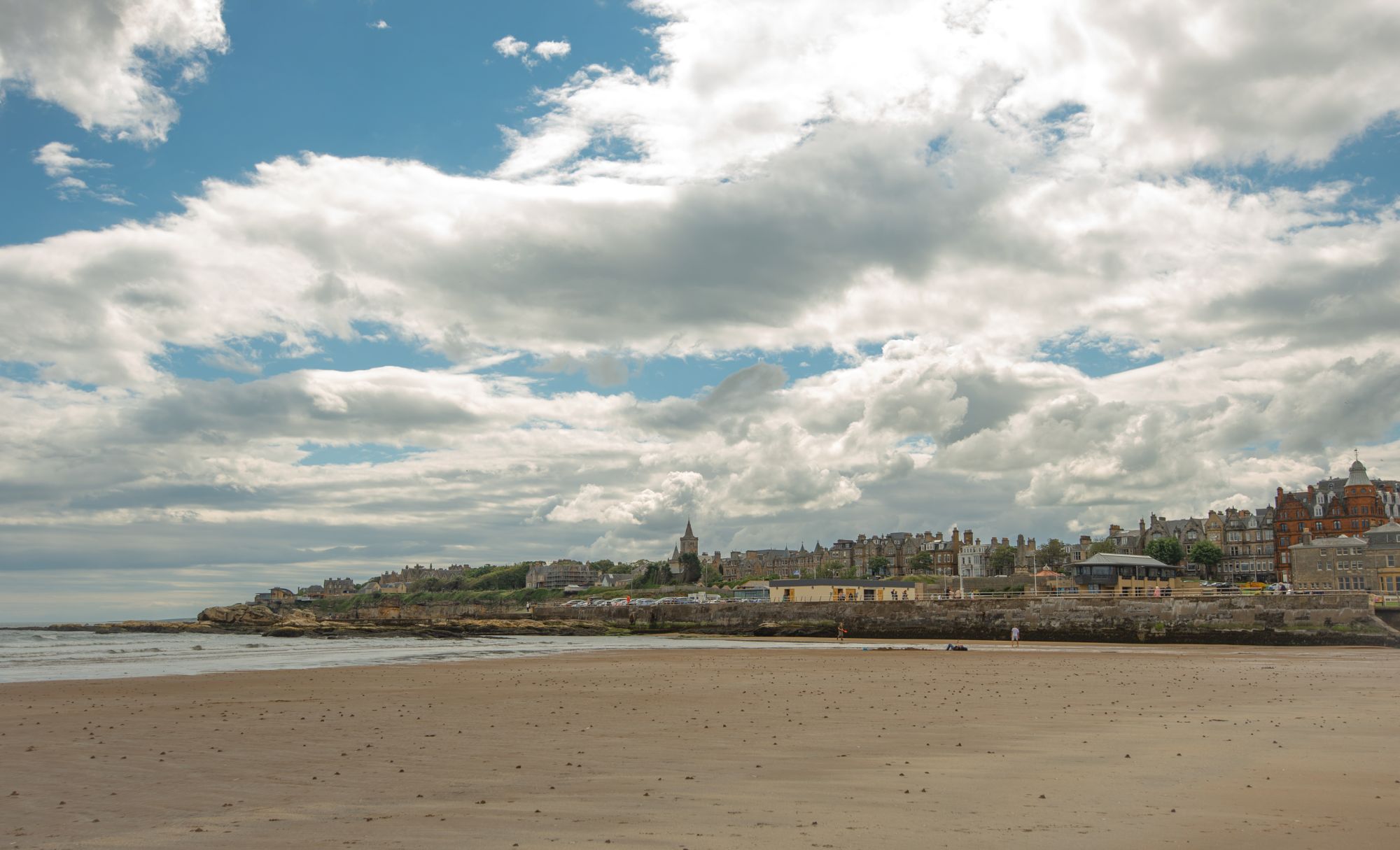 View of the town of St Andrews from West Sands beach.